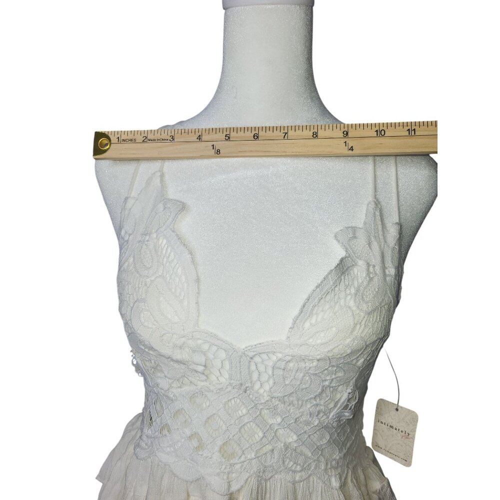 Free People Adella Cami Lace & Ruffled Hem White Tank Top Small - Picture 5 of 8
